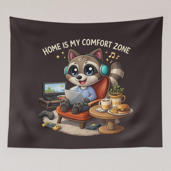 Item preview, Home Is My Comfort Zone – Cute Cozy Raccoon Sticker, Relaxing Homebody Animal Art, Gift for Introverts & Cozy Life Lovers designed and sold by Williams Anderson.