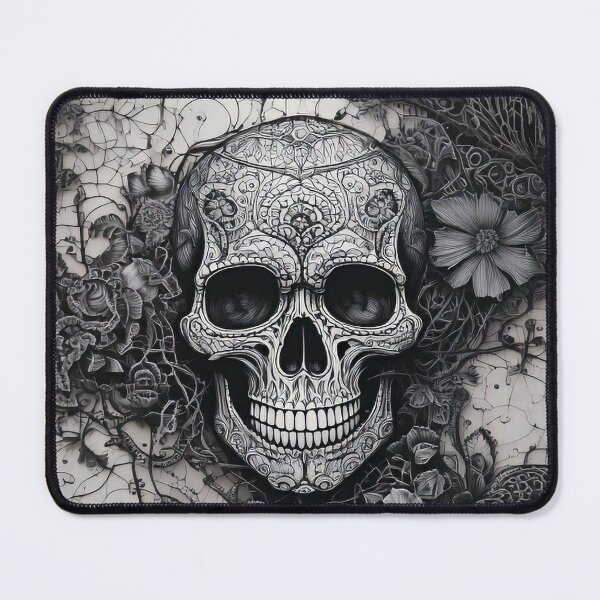 Item preview, Decorative Floral Skull, Monochrome Gothic Art designed and sold by Black Ink Visions.