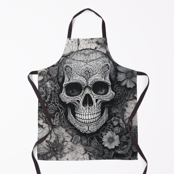 Item preview, Decorative Floral Skull, Monochrome Gothic Art designed and sold by Black Ink Visions.