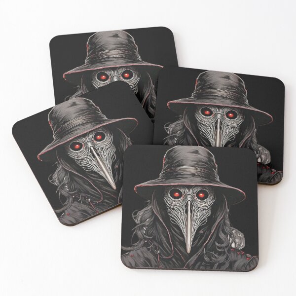 Item preview, Red-Eyed Plague Doctor, Dark Gothic Steampunk Art designed and sold by Black Ink Visions.