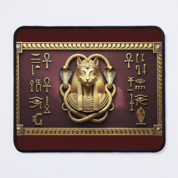 Item preview, Golden Bastet Goddess – Egyptian Symbols on a Gold Frame designed and sold by DesignByGeorgi.