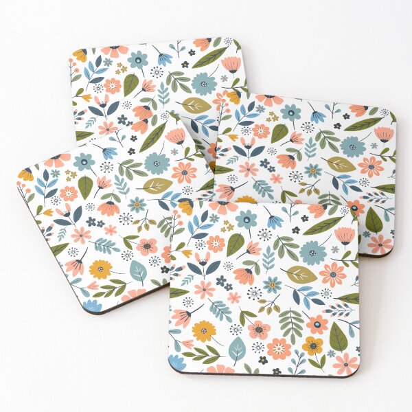 Item preview, Spring Garden peach/aqua all over pattern with clear background designed and sold by Kathysg.