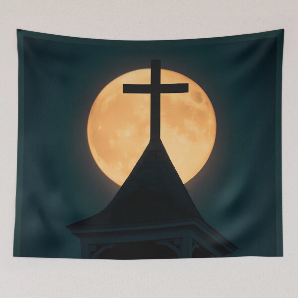 Item preview, Church Steeple in Full Moon designed and sold by Pastor Reeves Studio.