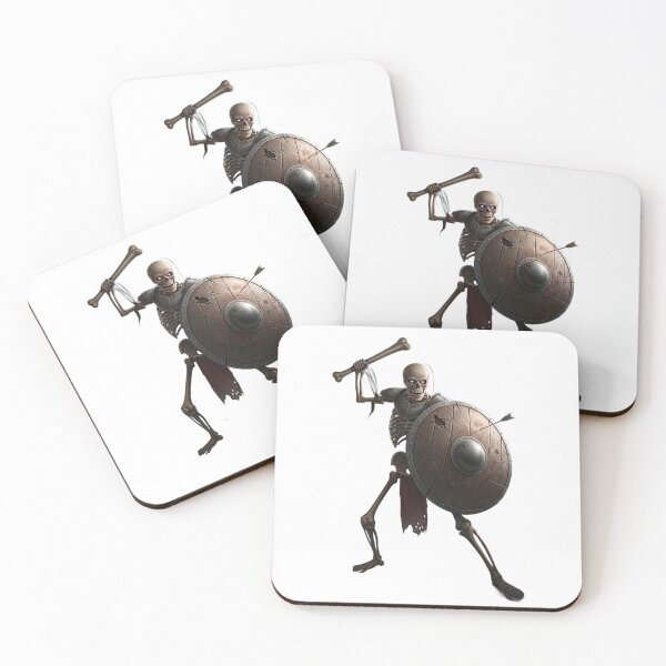 Item preview, Undead Skeleton Warrior with Shield & Bone Club – Fantasy Art designed and sold by ELmestka.