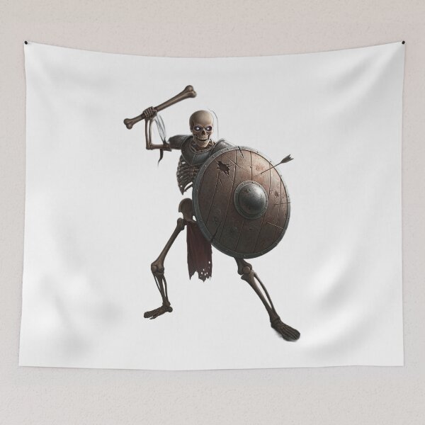 Item preview, Undead Skeleton Warrior with Shield & Bone Club – Fantasy Art designed and sold by ELmestka.