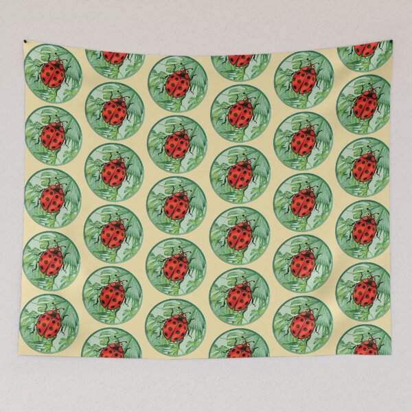 Item preview, Adorable Ladybug Tropical Leaves Nature Art designed and sold by 3DDesignSpot.