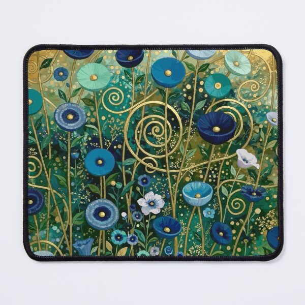 Item preview, Klimt Flower Garden in Blue and Gold designed and sold by Vicky Brago-Mitchell®.