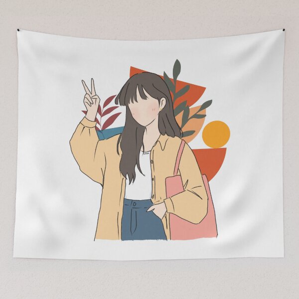 Item preview, Faceless Girl Peace Sign – Minimal Aesthetic Illustration designed and sold by yuki-hana.
