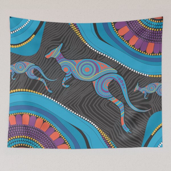 Item preview, Aboriginal Rarrk Kangaroo Symbol Blue designed and sold by AboriginalartVI.