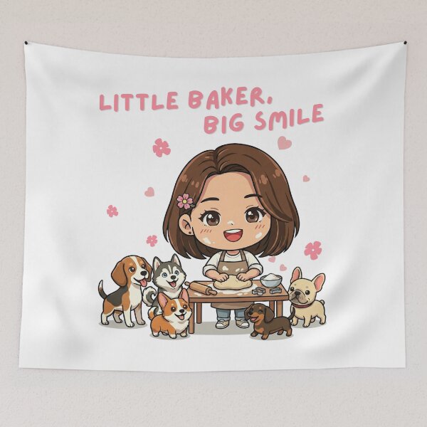 Item preview, Little Baker, Big Smile – Cozy Baking Day with Dogs | Girly Self-Care Cute Art designed and sold by Beeform.
