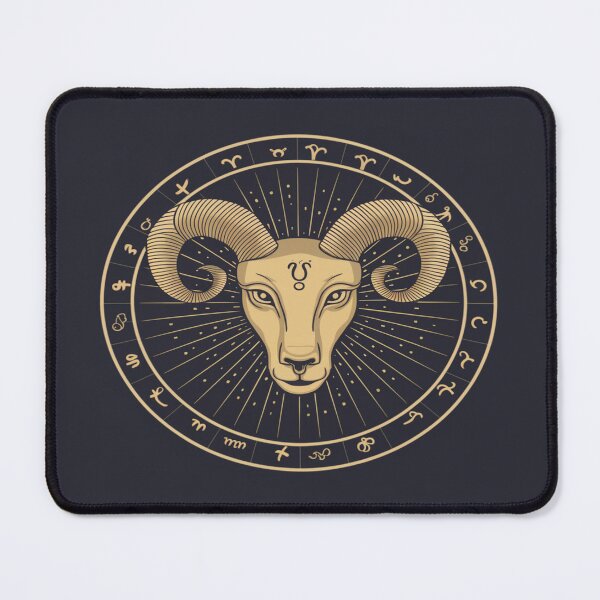 Item preview, Radiant Golden Aries Ram | Full Zodiac Wheel Celestial Art designed and sold by Midnight Veil Designs.