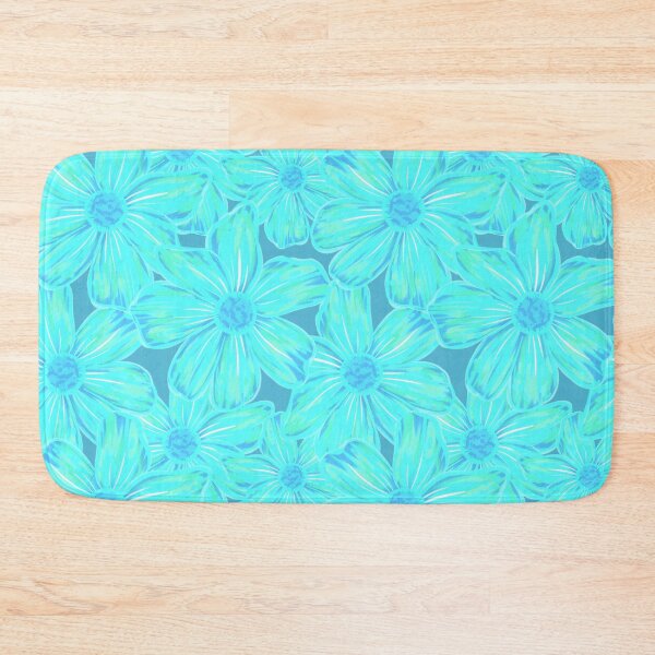 Item preview, Expressive Stylised Painterly Florals Turquoise White Teal Blue Green  designed and sold by thecolorbirdie.