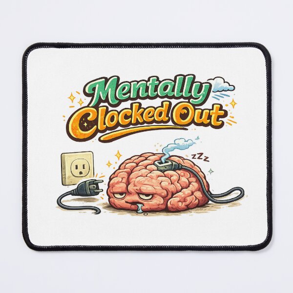 Item preview, Mentally Clocked Out – Funny Burnout Brain Unplugged Illustration designed and sold by StrayaDesign.