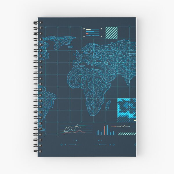 Item preview, warfare tech or military technology, graphic of topographic world map  with radar interface designed and sold by NiamLab.