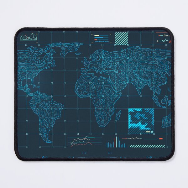 Item preview, warfare tech or military technology, graphic of topographic world map  with radar interface designed and sold by NiamLab.