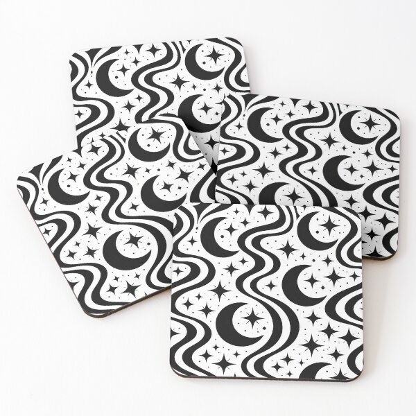 Item preview, Black and white Aesthetic Cyclical Moon and Stars designed and sold by scicilysimonee.