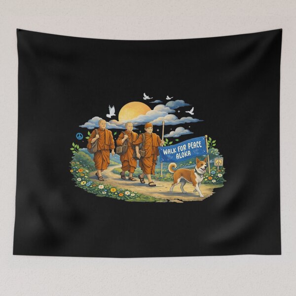 Item preview, Retro Vintage Walk for Peace Monks with Aloka Dog Tee designed and sold by CristHuds.