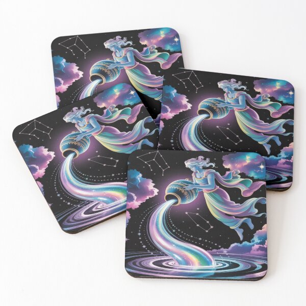 Item preview, Ethereal Rainbow Aquarius | Cosmic Water Bearer Nebula Art designed and sold by Midnight Veil Designs.