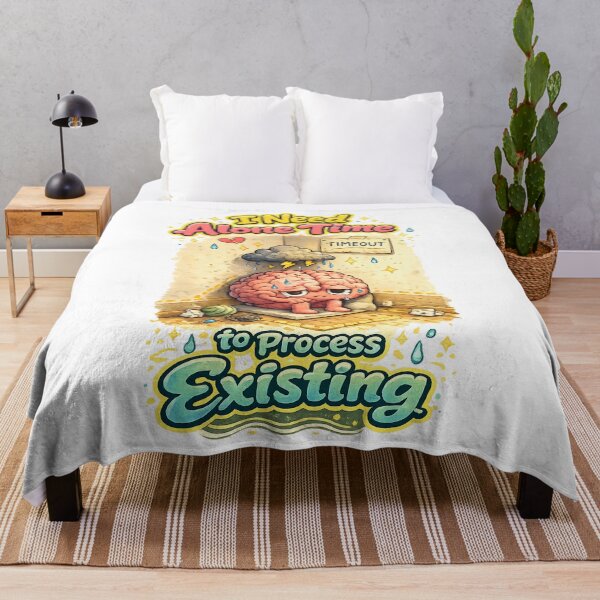 Item preview, I Need Alone Time to Process Existing – Funny Brain Timeout Illustration designed and sold by StrayaDesign.