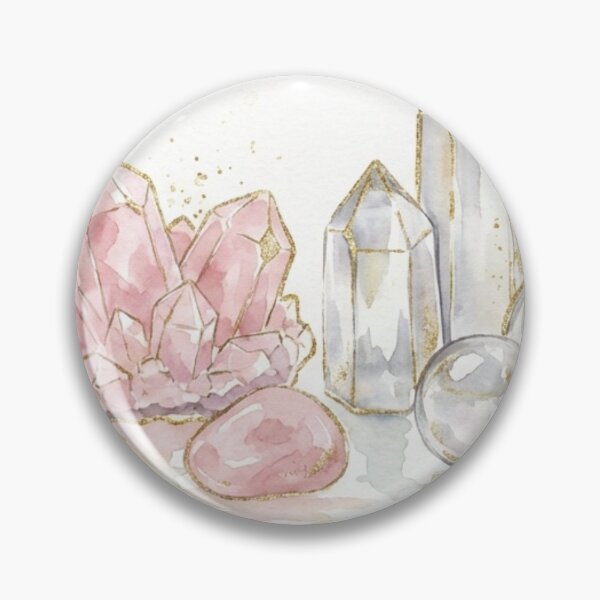 Item preview, Title: "Watercolor Crystals with Gold Amethyst Rose Quartz Clear Quartz designed and sold by Stolen-Oddities.