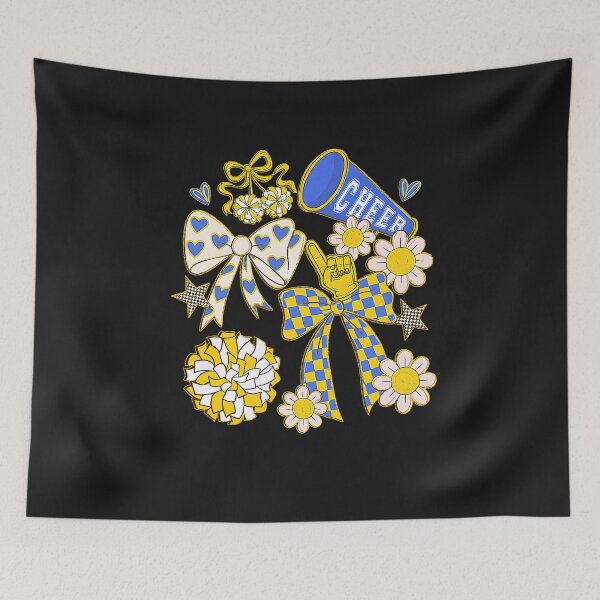 Item preview, Blue & Gold Cheer Football Game Day Retro Coquette Bow designed and sold by ArleneRowe.