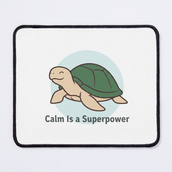 Aperçu de l'œuvre Le calme est un superpouvoir – Illustration de pleine conscience d'une adorable tortue créée et vendue par inaveed.
