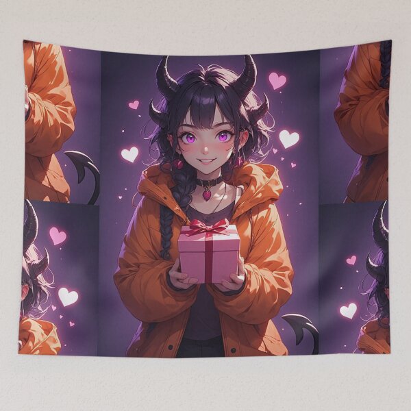 Item preview, Orange demon girl in love designed and sold by ArtsJulian.