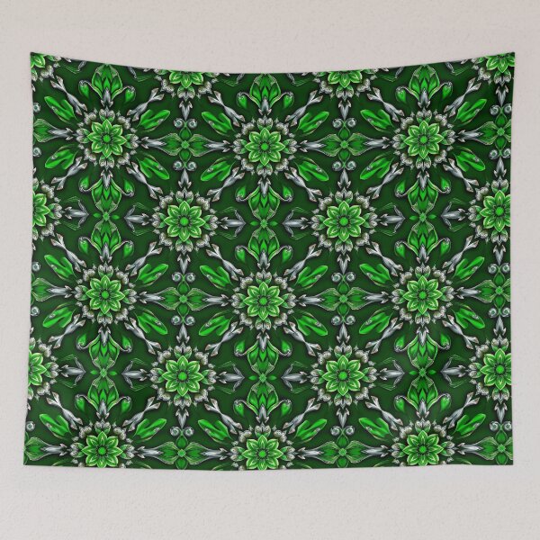 Item preview, green and silver floral  designed and sold by sweetytops.