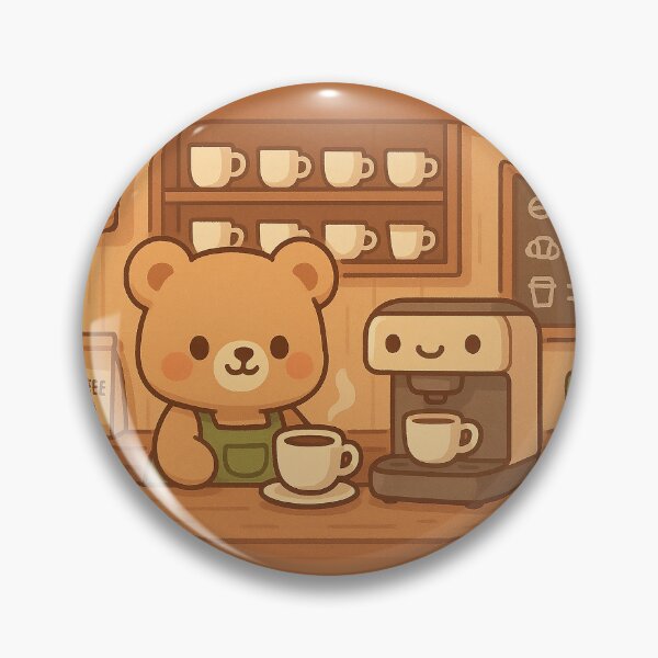Item preview, Cute Bear Barista Coffee Shop Illustration | Cozy Kawaii Coffee Art designed and sold by witwhimsystudios.