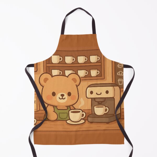Item preview, Cute Bear Barista Coffee Shop Illustration | Cozy Kawaii Coffee Art designed and sold by witwhimsystudios.