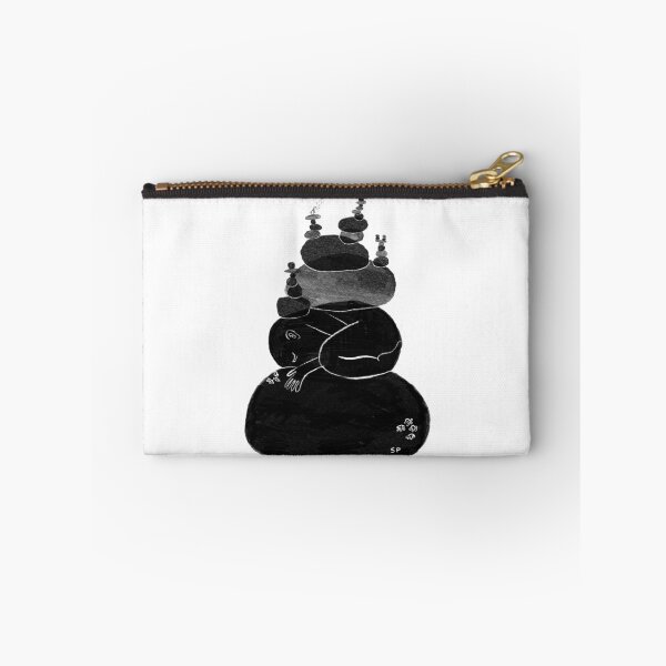 Aperçu de l'œuvre Illustration d'équilibre de pierres zen – Art minimaliste en noir et blanc dédié à la pleine conscience créée et vendue par Spotted Doodles.