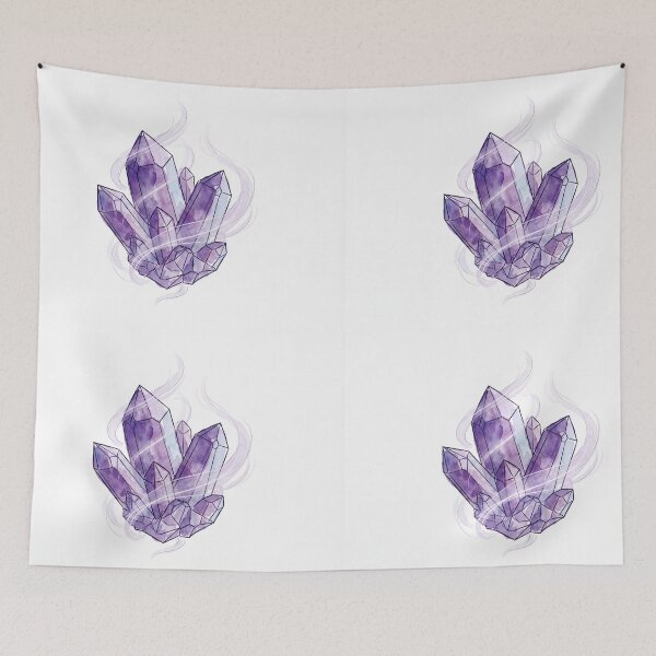 Item preview, Watercolor Amethyst Crystal Cluster Illustration designed and sold by Stolen-Oddities.
