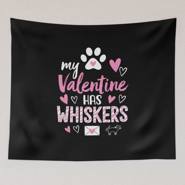 Item preview, My Valentine Has Whiskers Cat Love Design designed and sold by vikingstshirts.