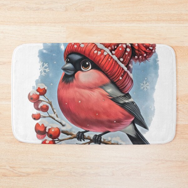 Item preview, Bullfinch in Winter Hat designed and sold by Anas Arts.