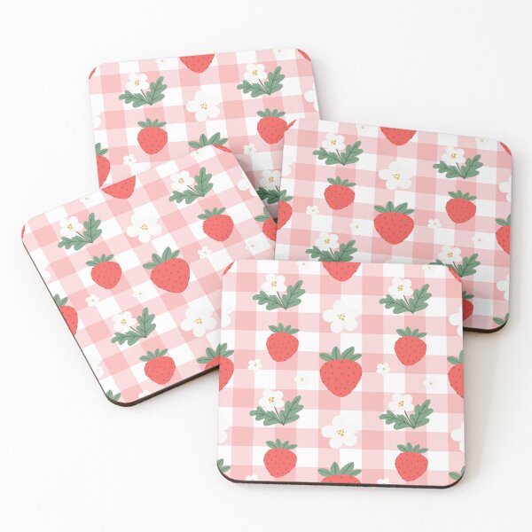 Item preview, Strawberry Fruit and Flowers on Pink Check designed and sold by AnimaliaStar.