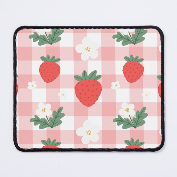 Item preview, Strawberry Fruit and Flowers on Pink Check designed and sold by AnimaliaStar.