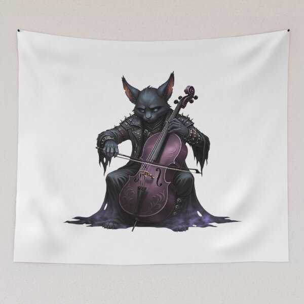 Item preview, Dark Gothic Cat Playing Cello - Fantasy Musician Art designed and sold by Vellaro.
