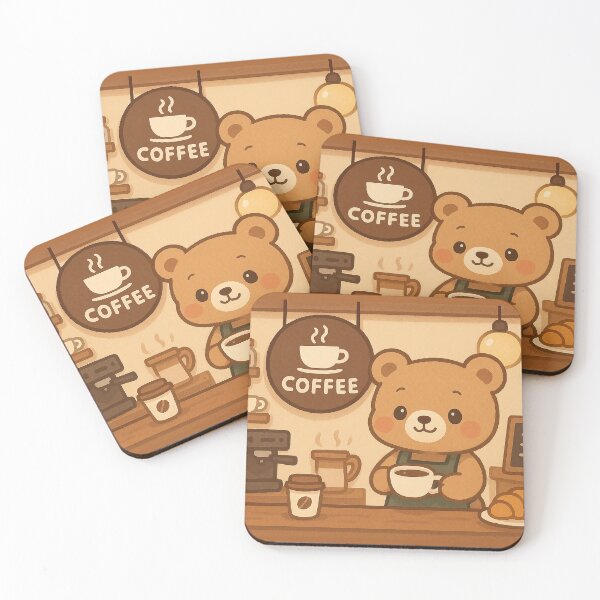 Item preview, Cozy Bear Barista Coffee Shop Illustration designed and sold by witwhimsystudios.