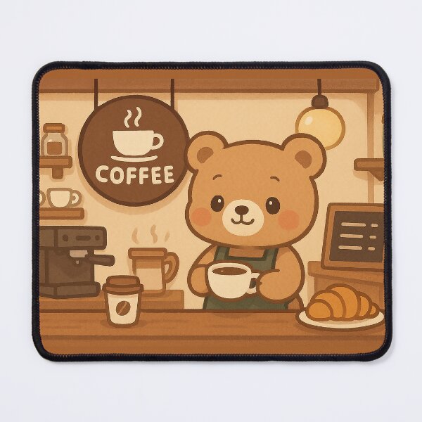 Item preview, Cozy Bear Barista Coffee Shop Illustration designed and sold by witwhimsystudios.