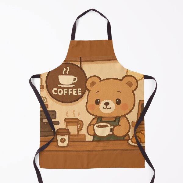 Item preview, Cozy Bear Barista Coffee Shop Illustration designed and sold by witwhimsystudios.