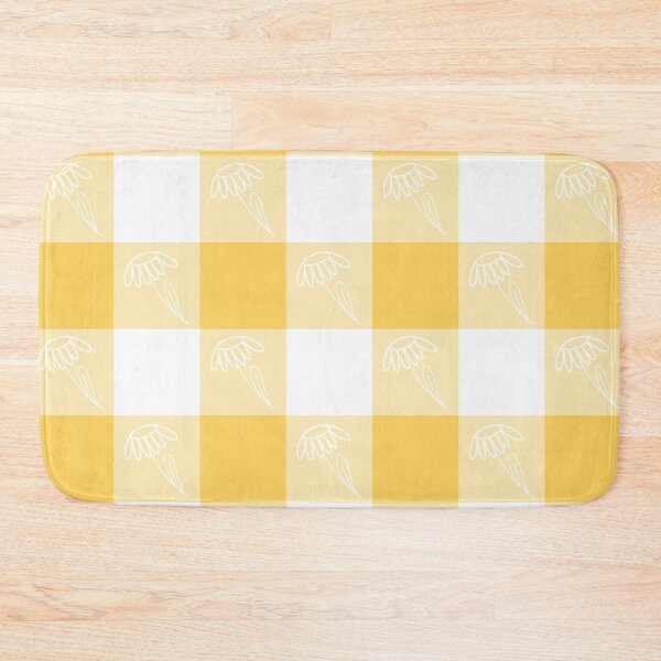 Item preview, Daisy Line Drawing on Yellow Check Gingham Background designed and sold by AnimaliaStar.