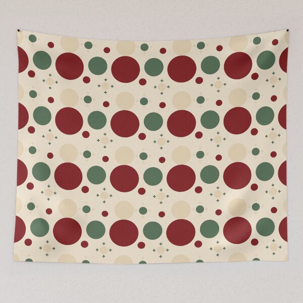 Item preview, Seamless Geometric Circle Pattern in Retro Christmas Colors on Cream Background designed and sold by kasune-shop.
