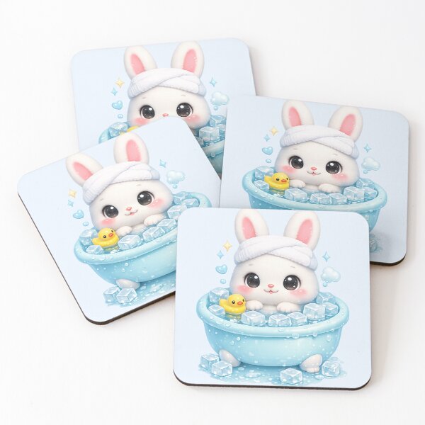 Item preview, Cute Bunny Ice Bath | Kawaii Summer Art designed and sold by Moons Studio.