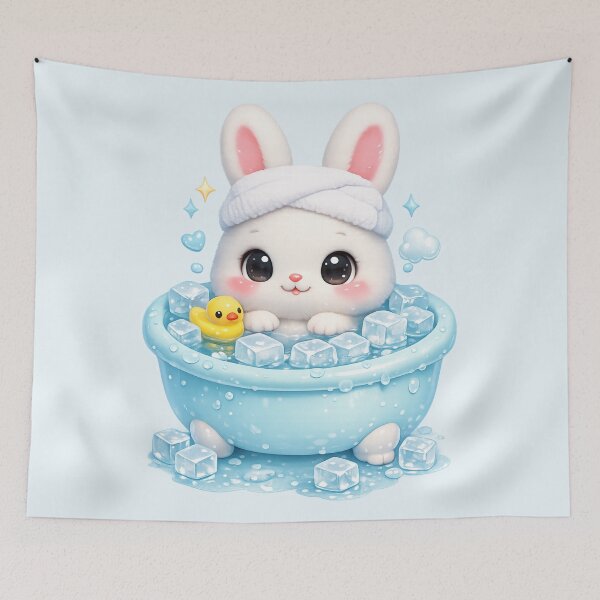Item preview, Cute Bunny Ice Bath | Kawaii Summer Art designed and sold by Moons Studio.