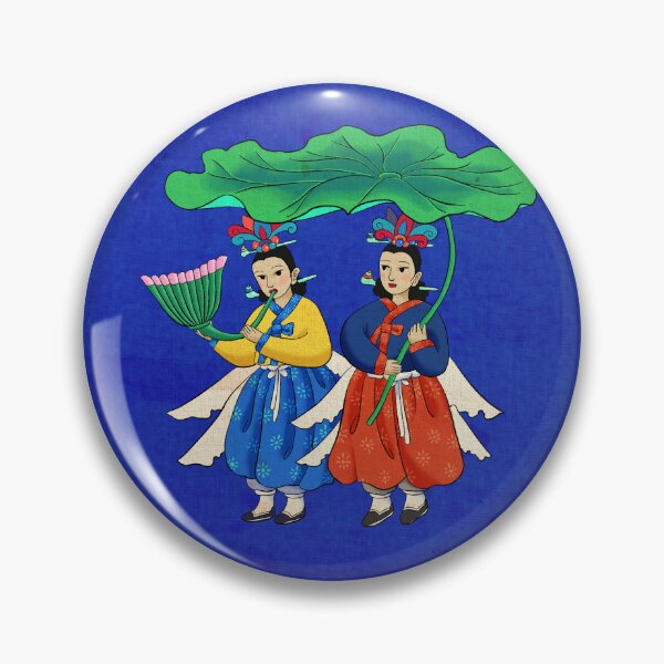 Item preview, Hada etérea Seonnyeo sobre hoja de loto verde sobre azul ultramar designed and sold by QamarART Paintings.