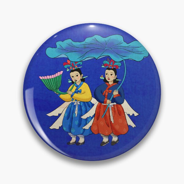 Item preview, Hada etérea Seonnyeo sobre hoja de loto azul sobre fondo ultramar designed and sold by QamarART Paintings.
