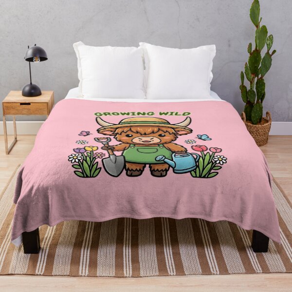 Item preview, Growing Wild - Cute Highland Cow Gardener with Flowers designed and sold by KimSnow Studio.