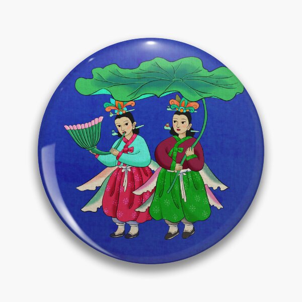 Item preview, Hada radiante de Seonnyeo con segundo vestido sobre hoja de loto verde sobre azul ultramar designed and sold by QamarART Paintings.