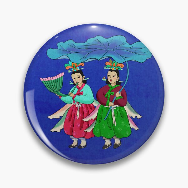 Item preview, Hada radiante de Seonnyeo con segundo vestido sobre hoja de loto azul sobre azul ultramar designed and sold by QamarART Paintings.