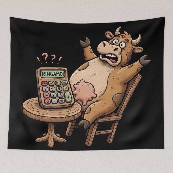 Item preview, Ringamo Cowculator - Funny Falling Cow Clay Sculpt Doodle designed and sold by LineLoo.